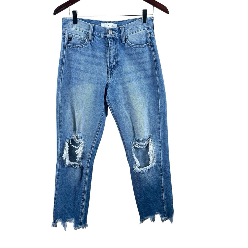 Kancan High Waist Chewed Up Straight Mom Jeans 1 / 24